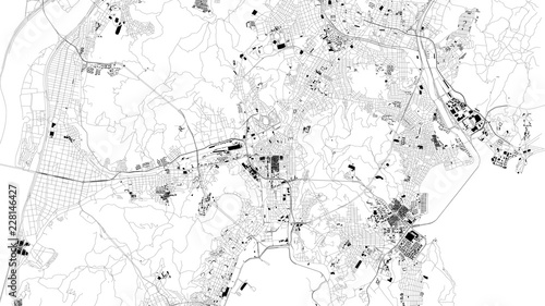 Mappa satellitare di Busan, Pusan, Corea del Sud, strade della città. Stradario e mappa del centro città