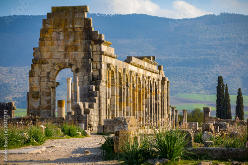 View at ruins of an ancient roman city in Volubilis, Morocco.