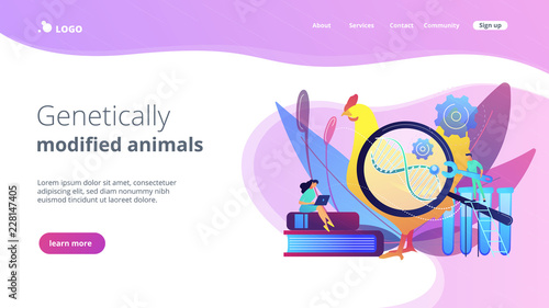 Genetically modified animals concept landing page.