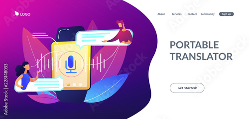 Digital translator concept landing page.