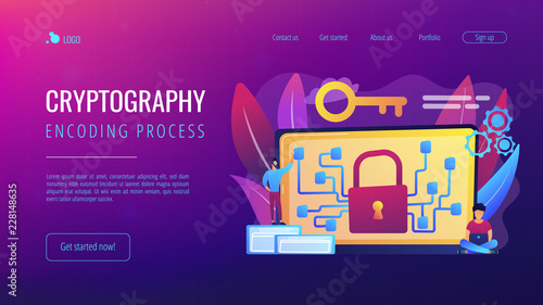 Cryptography and encryption concept landing page.
