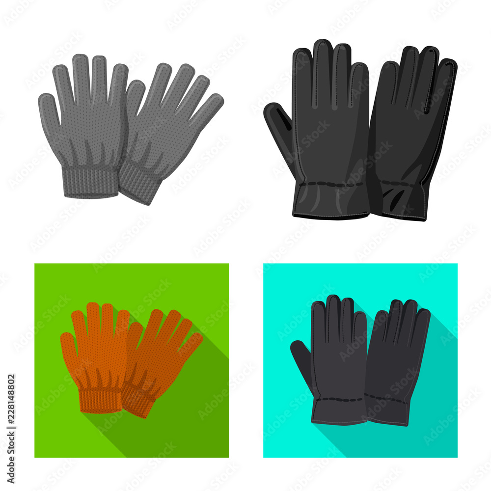 Isolated object of glove and winter logo. Collection of glove and equipment stock vector illustration. Isolated object of glove and winter logo. Collection of glove and equipment stock vector illustration.