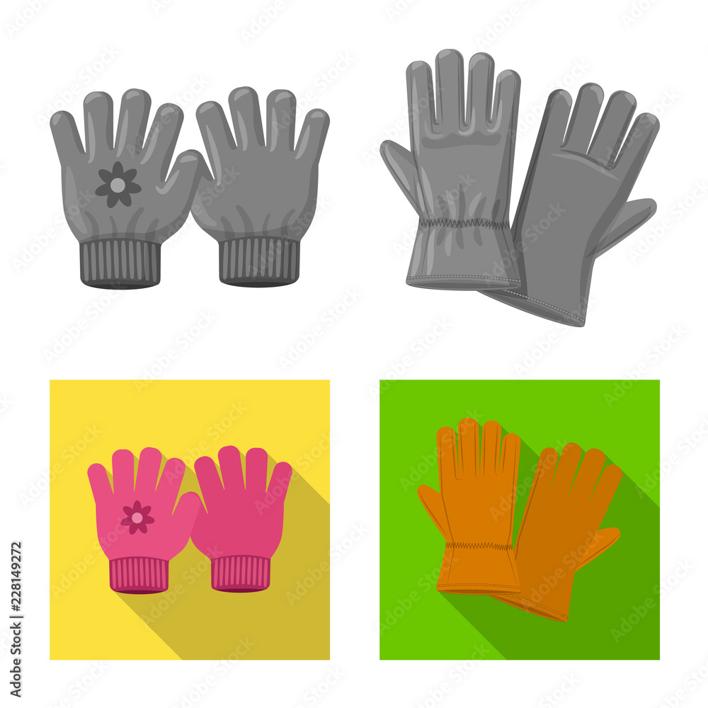 Isolated object of glove and winter logo. Set of glove and equipment stock symbol for web. Isolated object of glove and winter logo. Set of glove and equipment stock symbol for web.
