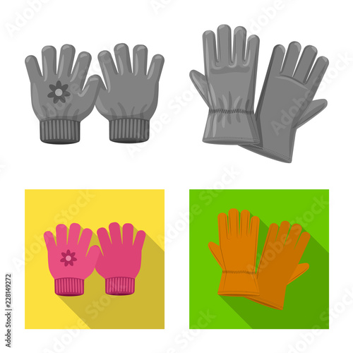 Isolated object of glove and winter logo. Set of glove and equipment stock symbol for web. © Svitlana