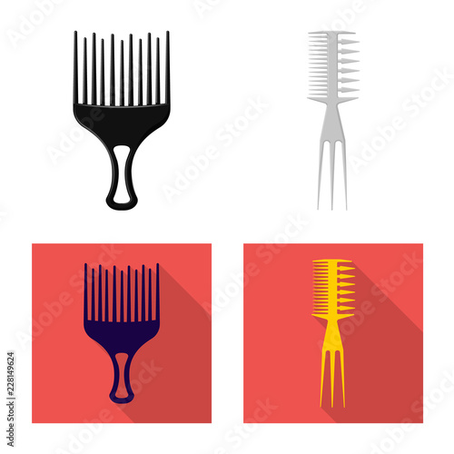 Isolated object of brush and hair sign. Set of brush and hairbrush stock symbol for web.