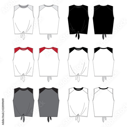 Vector template for Women's tie front tops