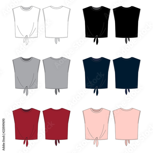 Vector template for Women's tie front tops