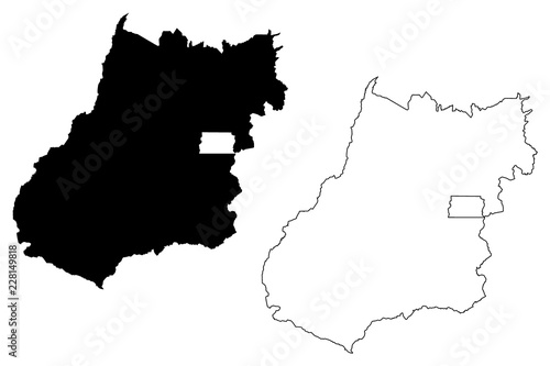 Goias (Region of Brazil, Federated state, Federative Republic of Brazil) map vector illustration, scribble sketch Goiás (Goyaz) map