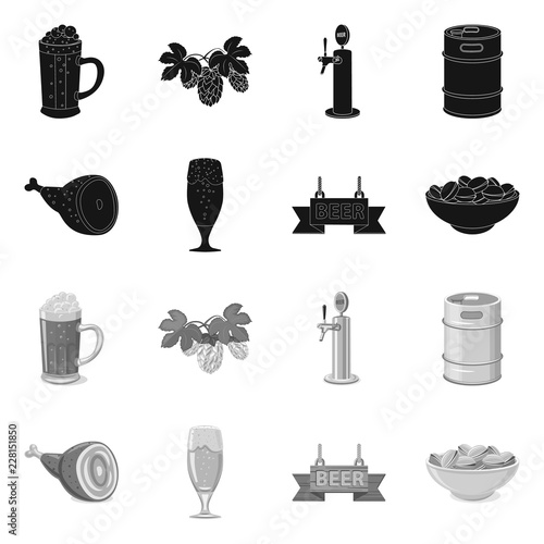 Vector design of pub and bar symbol. Set of pub and interior stock vector illustration.
