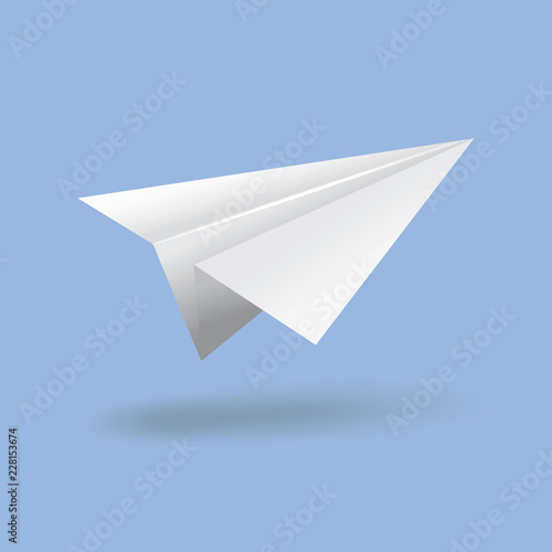 Wallpaper Mural Origami paper airplane on blue background. Vector illustration.  Torontodigital.ca