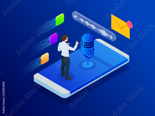 Voice message or recording voice. Isometric vector illustration
