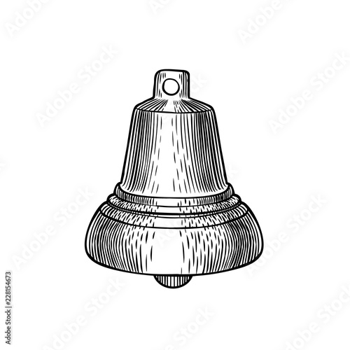 Single engraved bells isolated on white background