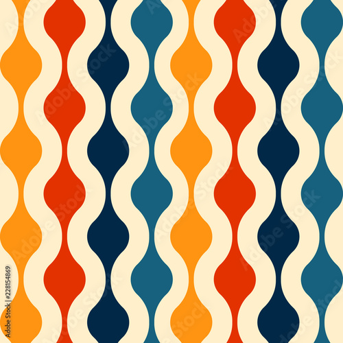 Fototapeta Retro seamless pattern - colorful nostalgic background design