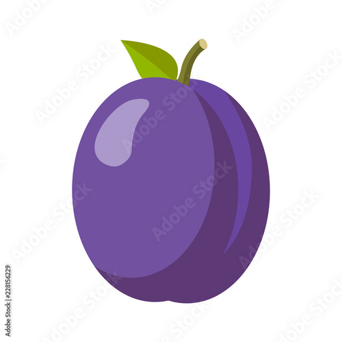 Pflaume Icon Flat Design isoliert auf weißem Hintergrund