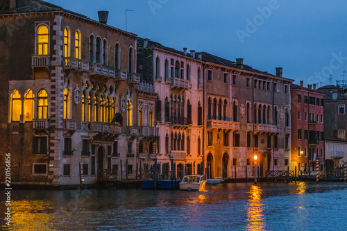 Grand Canal Night Scene  Venice  Italy