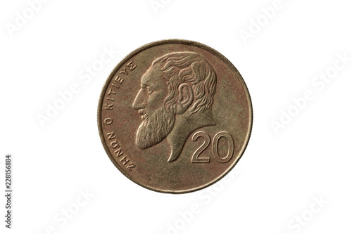 Wallpaper Mural Greek old 20 cents coin dated 1994 with a portrait image of Zeno of Citium cut out and isolated on a white background Torontodigital.ca