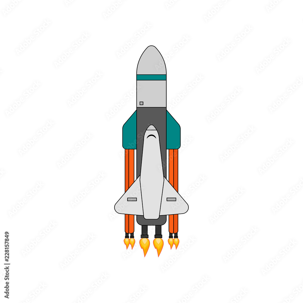 Illustration of a simple spaceship isolated vector illustration.