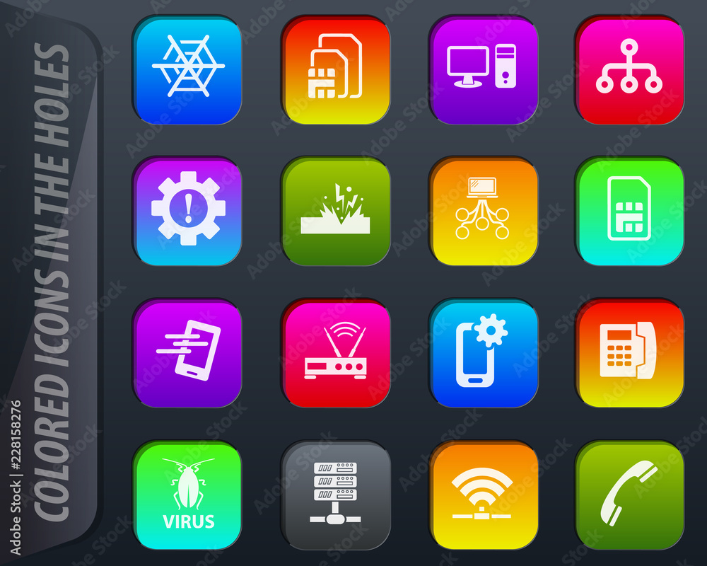 Mobile connection icons set Mobile connection icons set