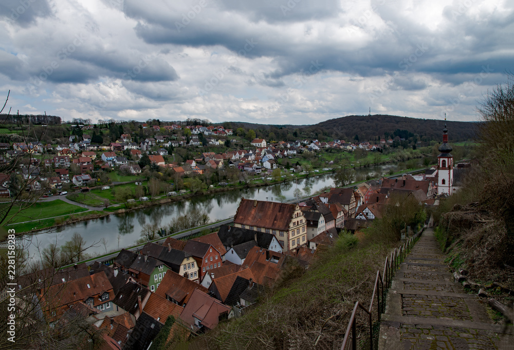 Fototapeta premium Blick auf Rothenfels, Unterfranken, Bayern, Deutschland 