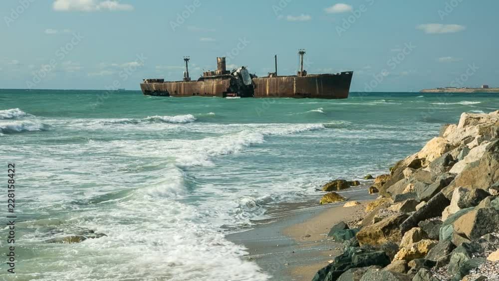 Abandoned ship at Black Sea coast Abandoned ship at Black Sea coast