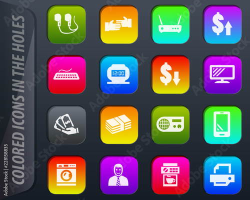 Pawn shop icons set