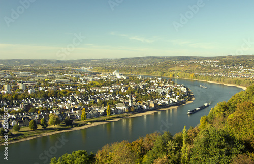 Rhine  river. Linz town. Landscape