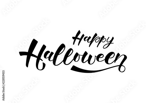 Happy halloween-hand drawn lettering. Holliday calligraphy for banner, poster, greeting card, party invitation. Vector illustration EPS 10. 