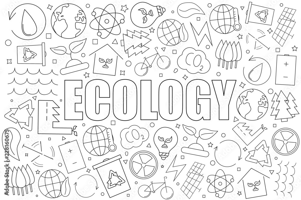 Ecology background from line icon. Linear vector pattern. Vector illustration