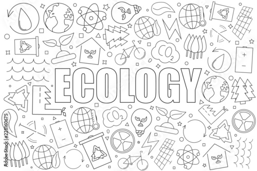 Ecology background from line icon. Linear vector pattern. Vector illustration