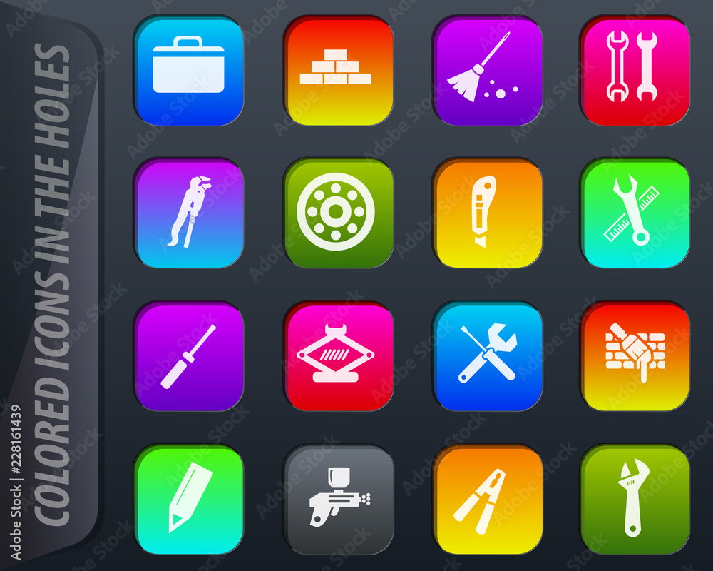 Work tools icons set Work tools icons set