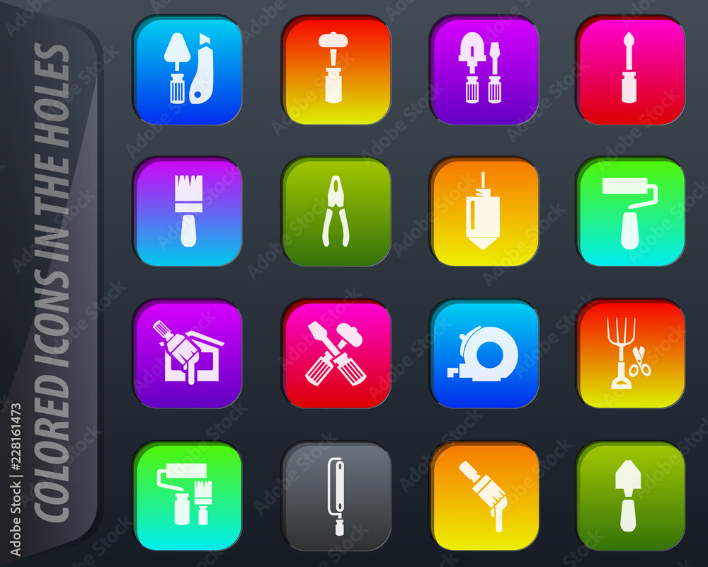 Work tools icons set Work tools icons set