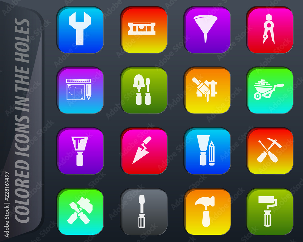 Work tools icons set Work tools icons set