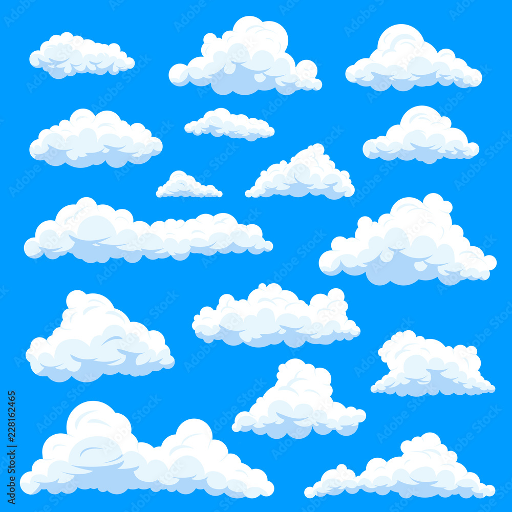Set of isolated eddy or clouds at sky Set of isolated eddy or clouds at sky