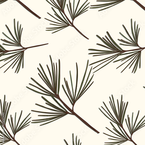 Evergreen tree pattern. Vintage New year vector texture. Forest seasonal Christmas cover background. Botany winter holidays surface design. 