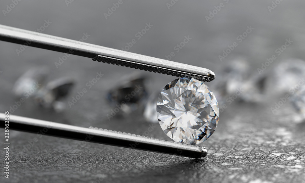 Realistic Diamond in tweezers soft focusing, 3d rendering. Realistic Diamond in tweezers soft focusing, 3d rendering.