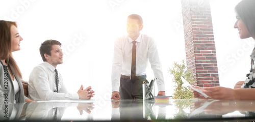 businessman at meeting with business team