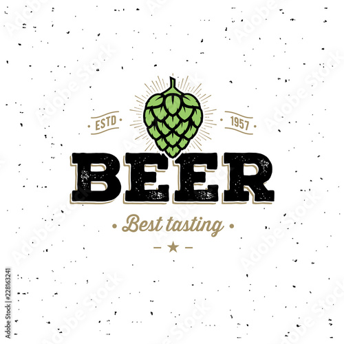 Beer Hop Emblem with hop. Vector Illustration