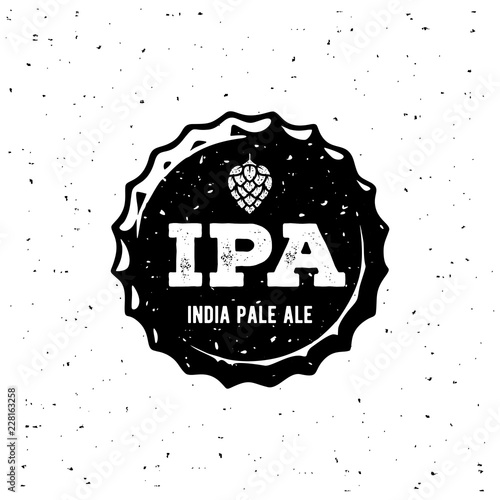 Ipa Cap Grunge White Emblem. Vector Illustration.
