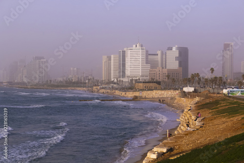 Waterfront views of Tel Aviv from old Jaffa. Israel. © siyatsky