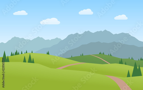 mountains and hills landscape flat design