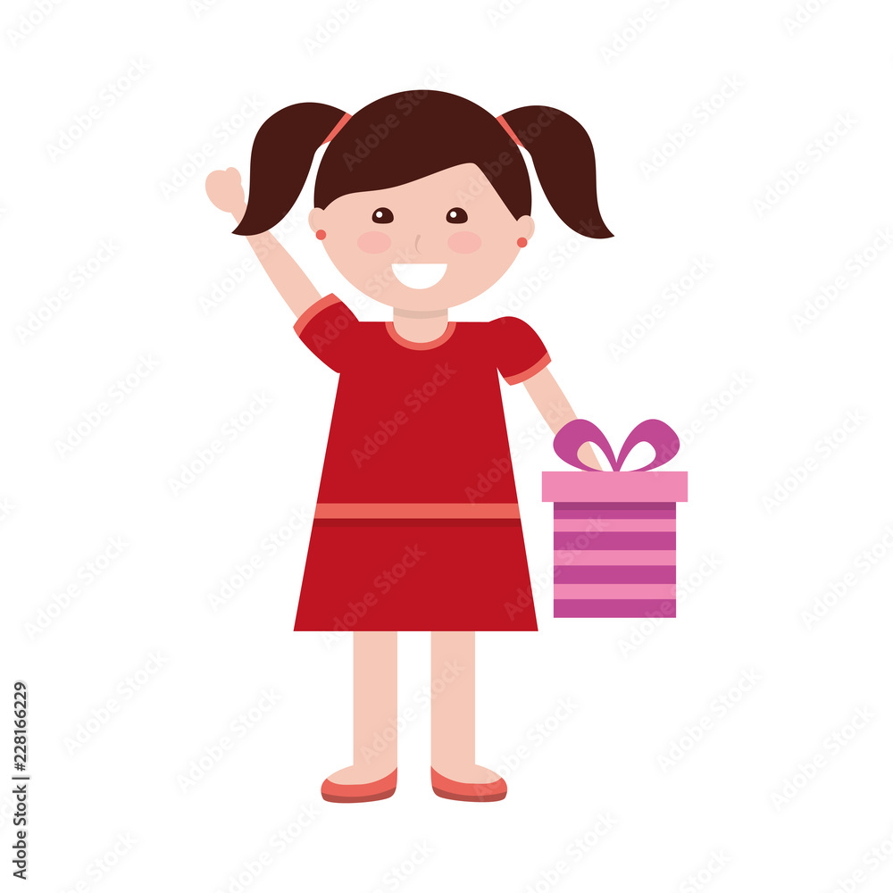 happy girl with gift box birthday happy girl with gift box birthday