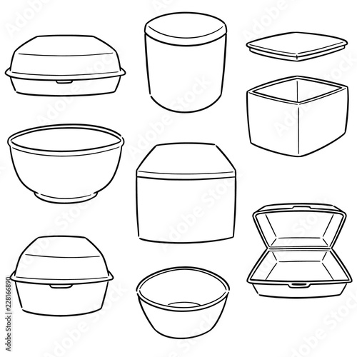 vector set of foam container