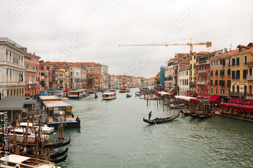 view of the Grand canal in Venice in cloudy weather. Italy