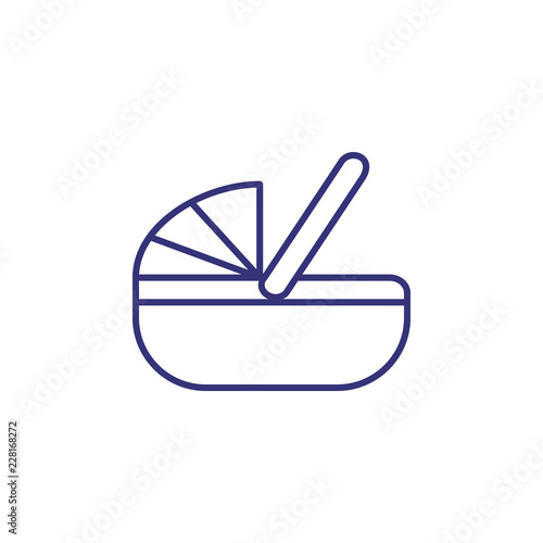 Baby bassinet line icon. Newborn concept. Childhood, accessories, portable. Vector illustration for topics like childhood, nursery, travelling with kids