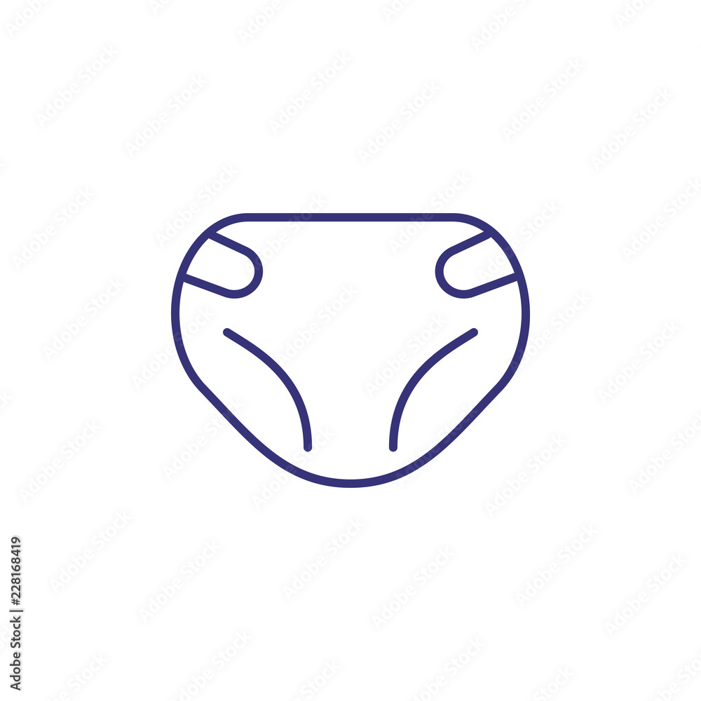 Baby diaper line icon. Care concept. Childhood, kid, newborn. Vector illustration for topics like childhood, nursery, baby birth Baby diaper line icon. Care concept. Childhood, kid, newborn. Vector illustration for topics like childhood, nursery, baby birth
