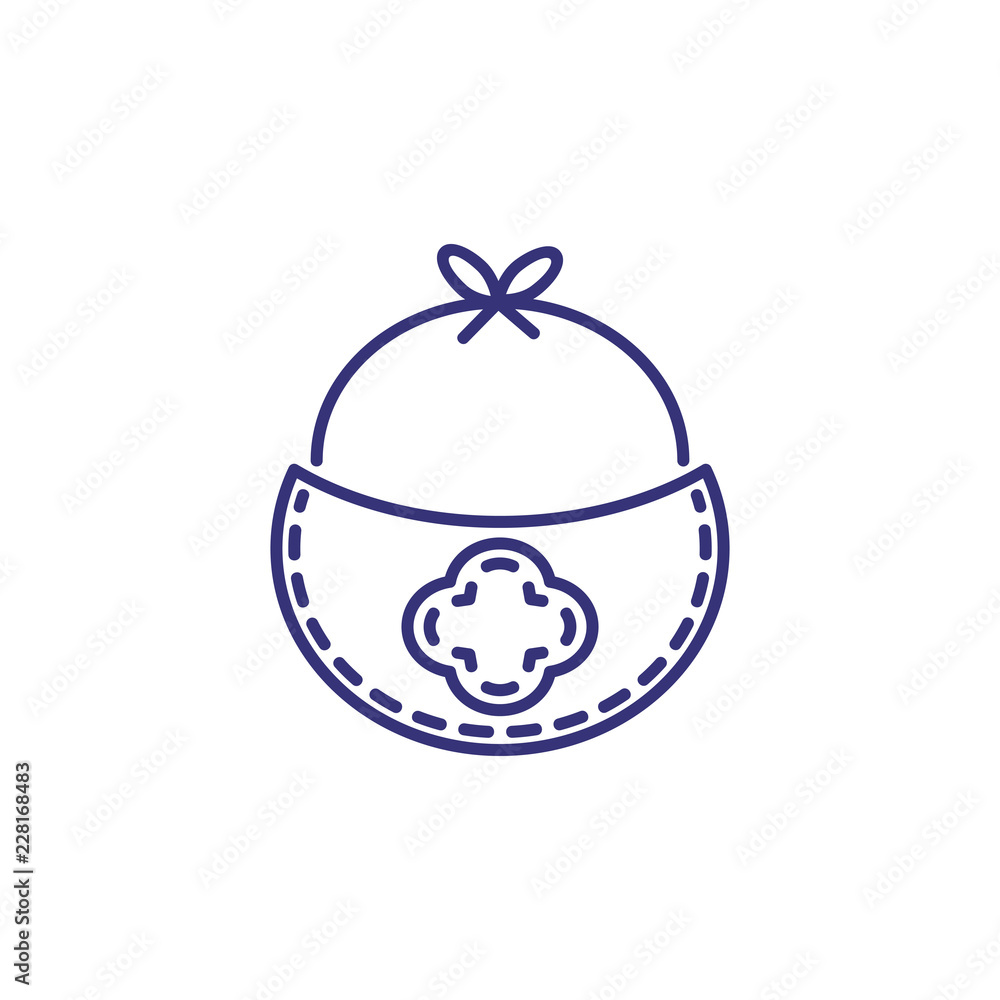 Obraz premium Burb cloth line icon. Clothes concept. Childhood, kid, newborn. Vector illustration for topics like childhood, nursery, baby birth