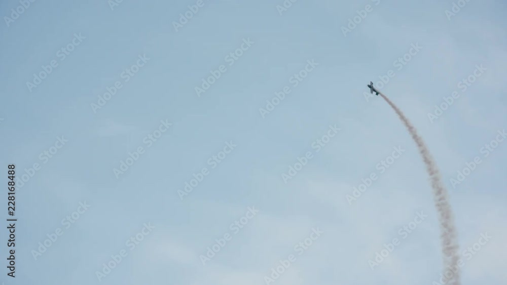 Air-show meeting. Circular movement of a airplane