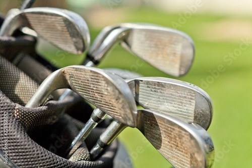 Golf Clubs in a Bag on Golf Course