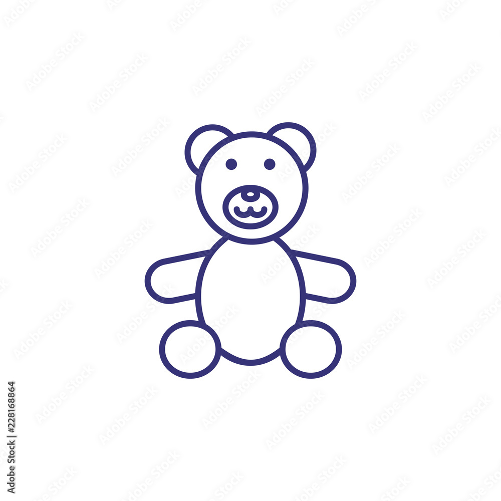 Teddy bear line icon. Toy concept. Childhood, toy, playing. Vector illustration for topics like childhood, nursery, baby toys Teddy bear line icon. Toy concept. Childhood, toy, playing. Vector illustration for topics like childhood, nursery, baby toys
