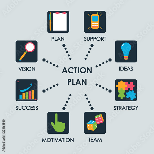 Vector illustration action plan concept with icon